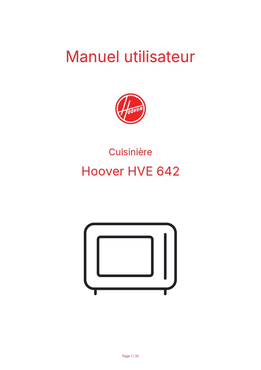 Page n°1 - Manuel utilisateur Hoover HVE 642