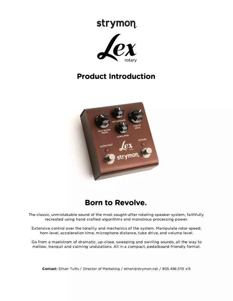 Page n°1 - Manuel utilisateur Strymon Lex