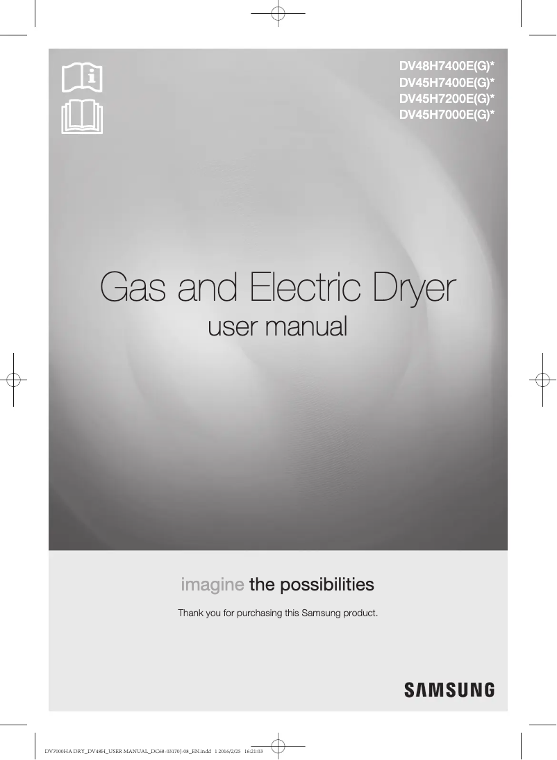 Page n°1 - Manuel utilisateur Samsung DV45H7000GW