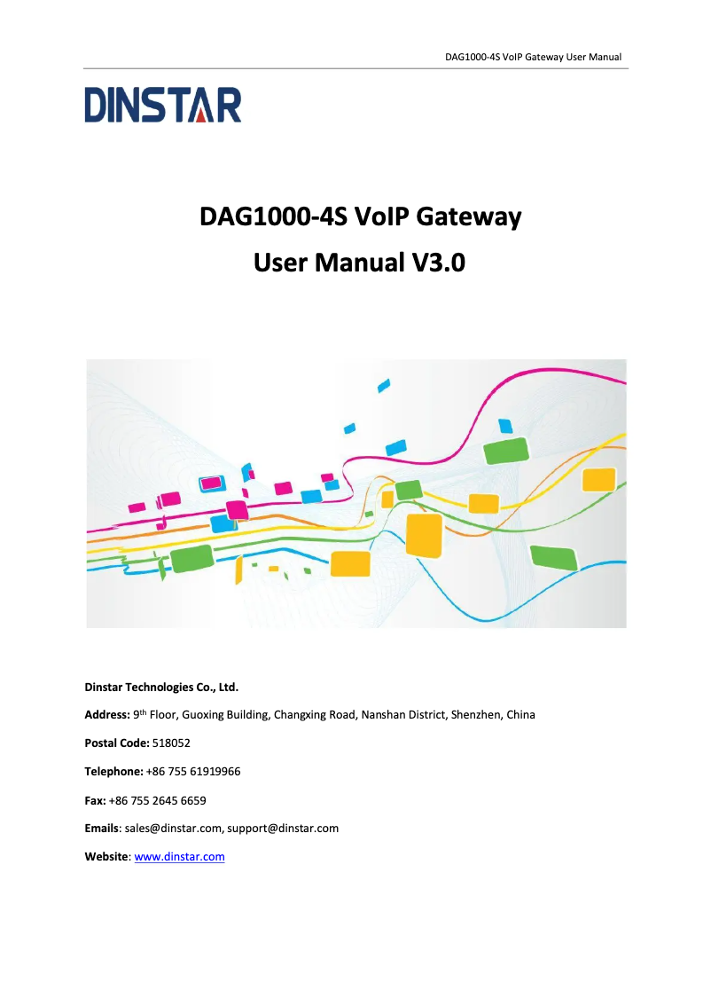 Page n°1 - Manuel utilisateur Dinstar DAG1000-4S