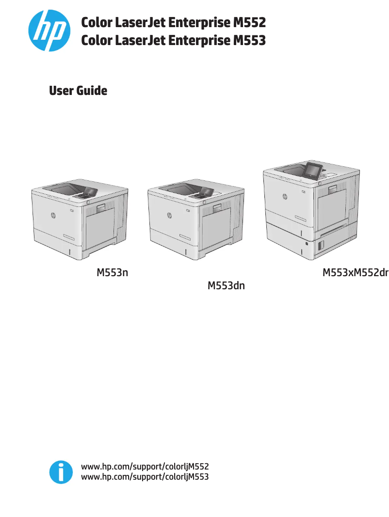 Image de la première page du manuel de l'appareil Color LaserJet Enterprise M553X
