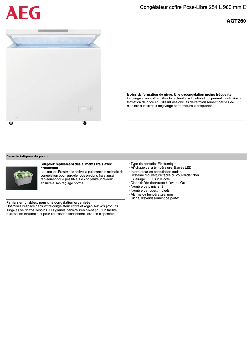 Page n°1 - Fiche technique AEG AGT260