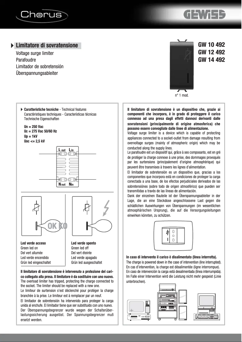 Page 1 de la notice Manuel utilisateur Gewiss GW14492