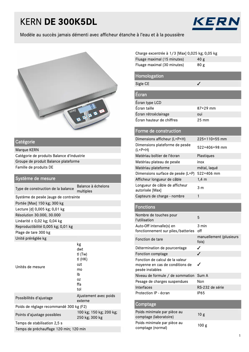 Image de la première page du manuel de l'appareil DE 300K5DL