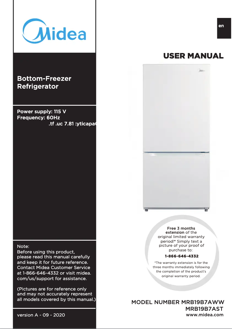 Page n°1 - Manuel utilisateur Midea MRB19B6AST