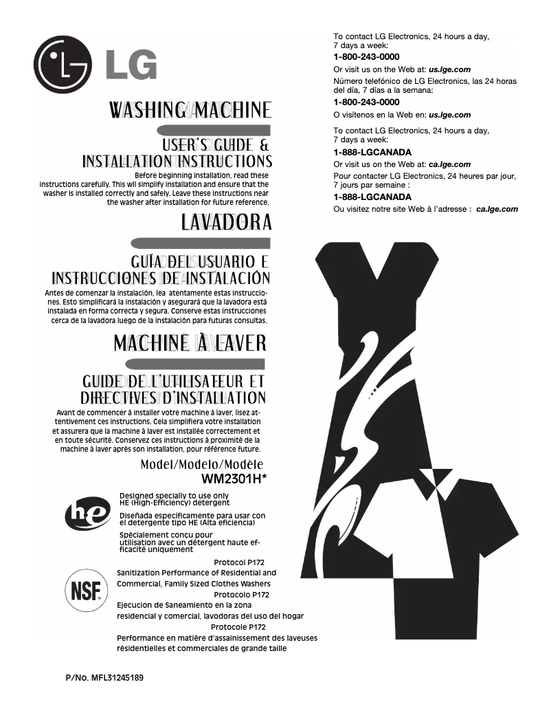 Image de la première page du manuel de l'appareil WM2301HS