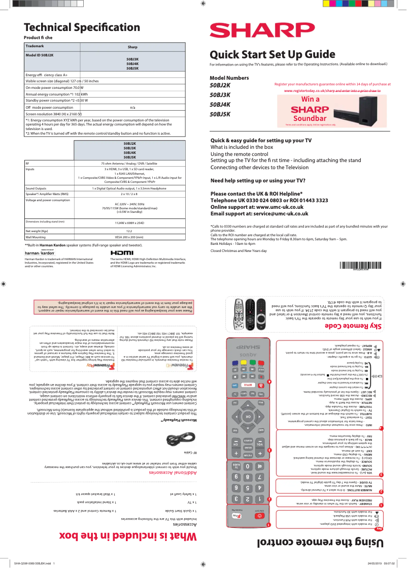 Page 1 de la notice Guide de démarrage rapide Sharp 50BJ5K