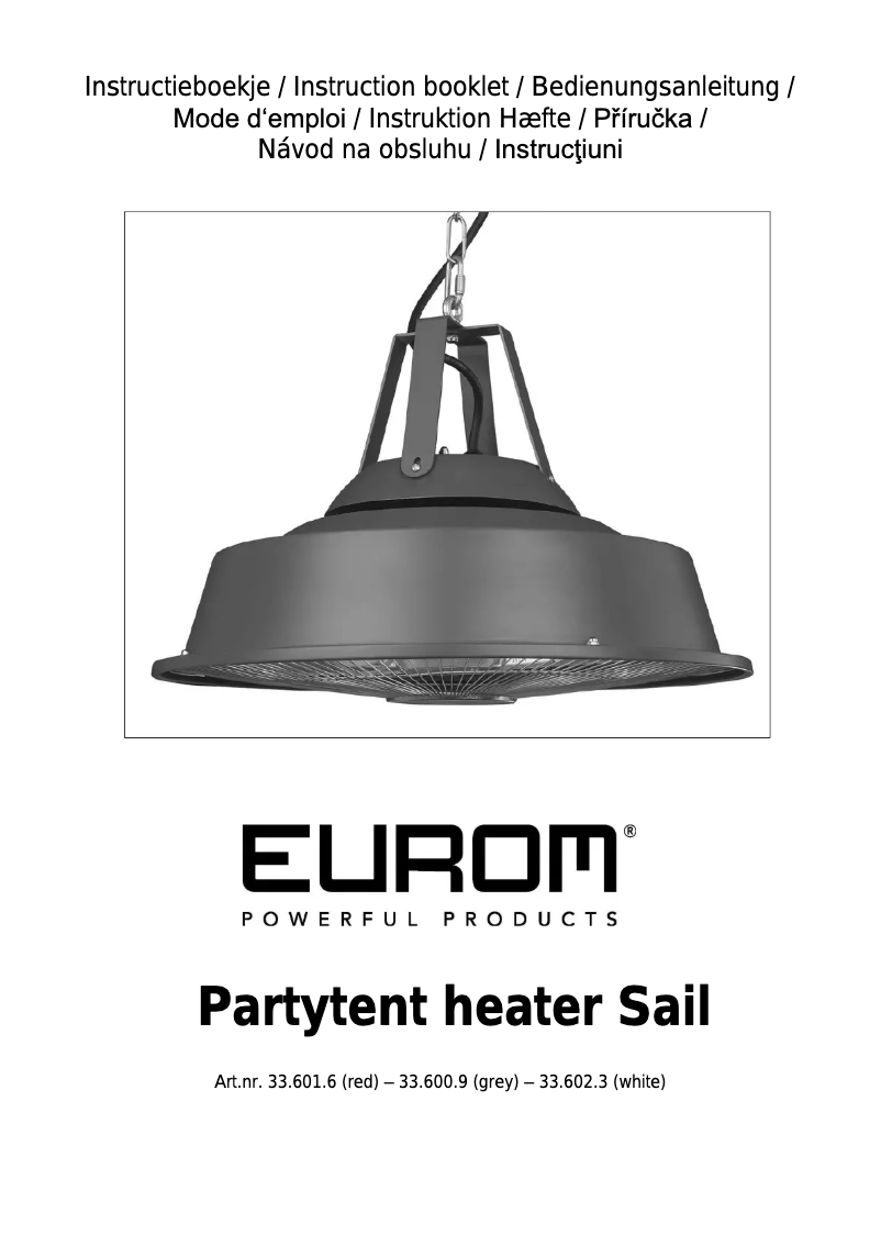 Imagen de la primera página del manual del dispositivo Partytent heater Sail