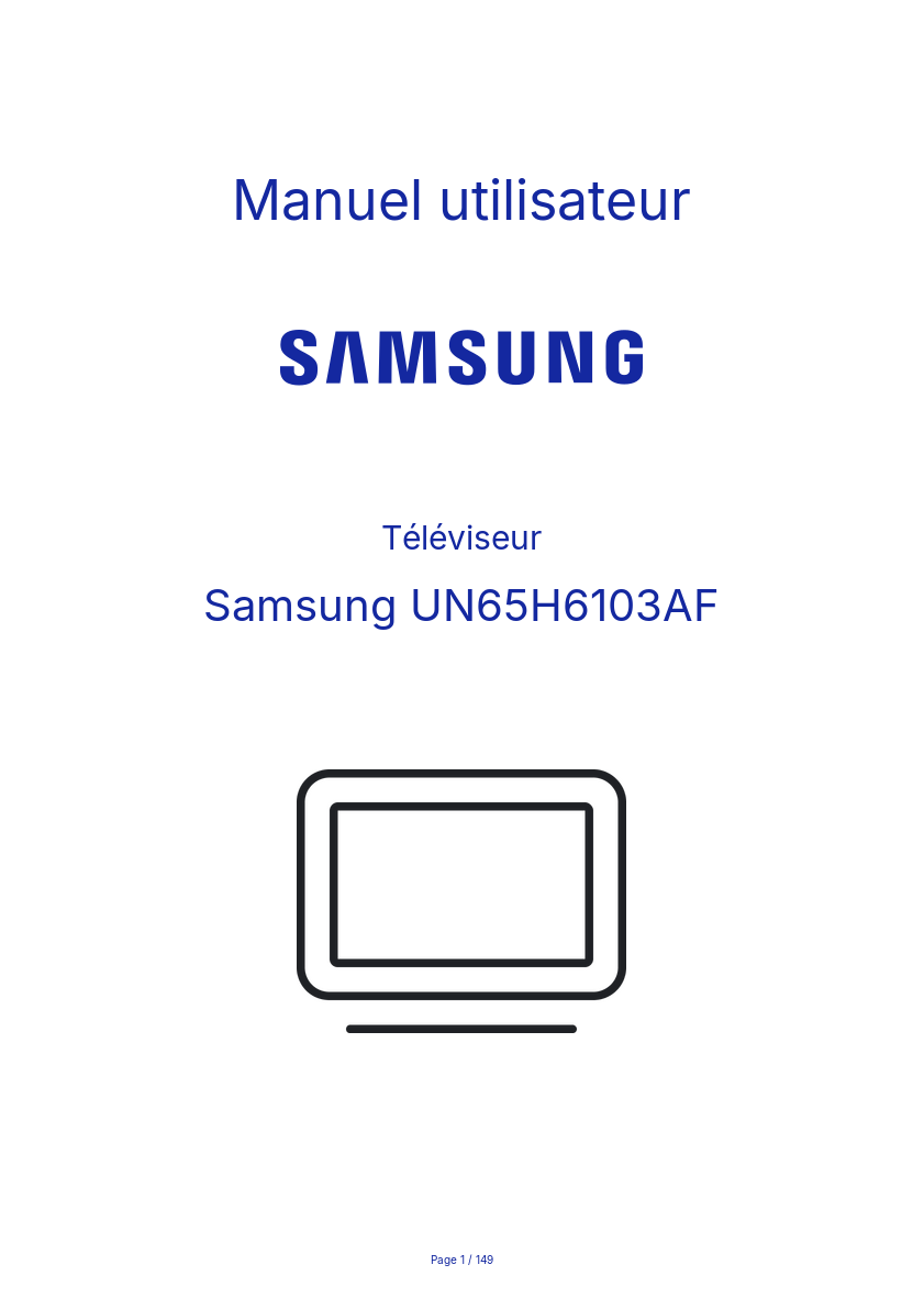 Image de la première page du manuel de l'appareil UN65H6103AF