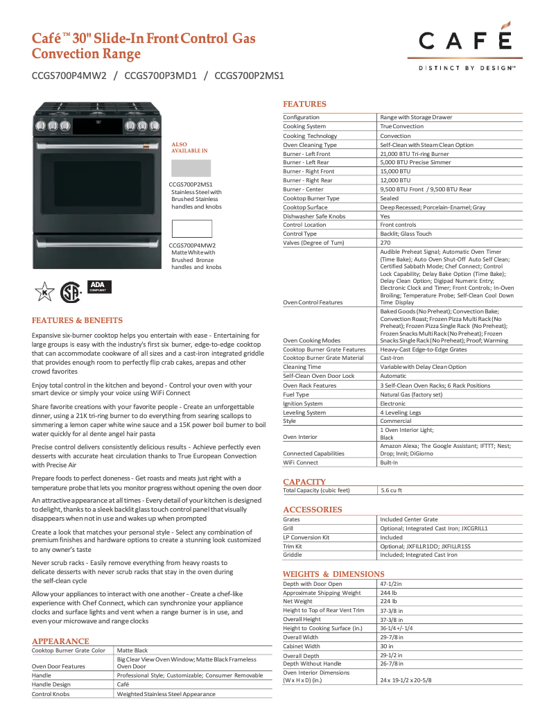 Page n°1 - Manuel utilisateur Café CCGS700P4MW2