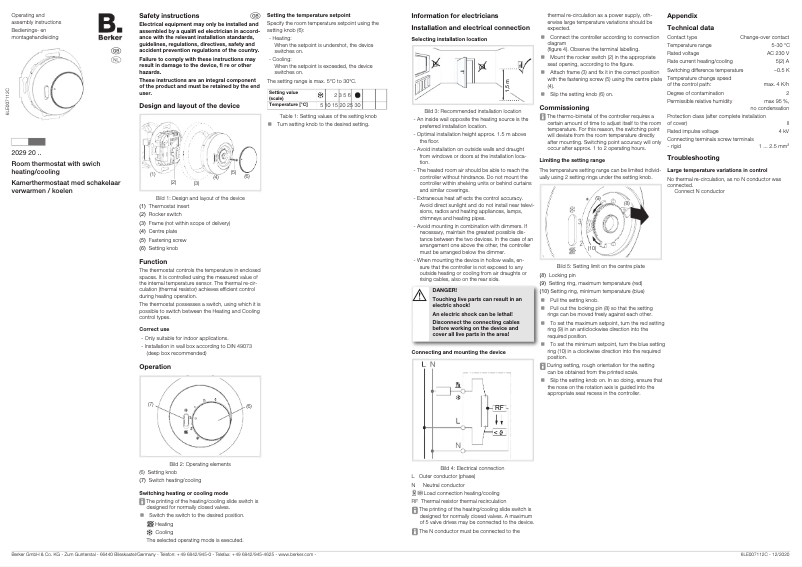 Page 1 de la notice Manuel utilisateur Berker 20292035