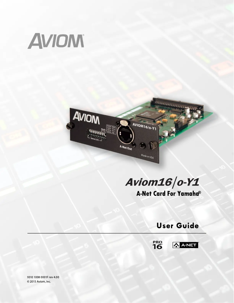 Image de la première page du manuel de l'appareil AVIOM16/O-Y1