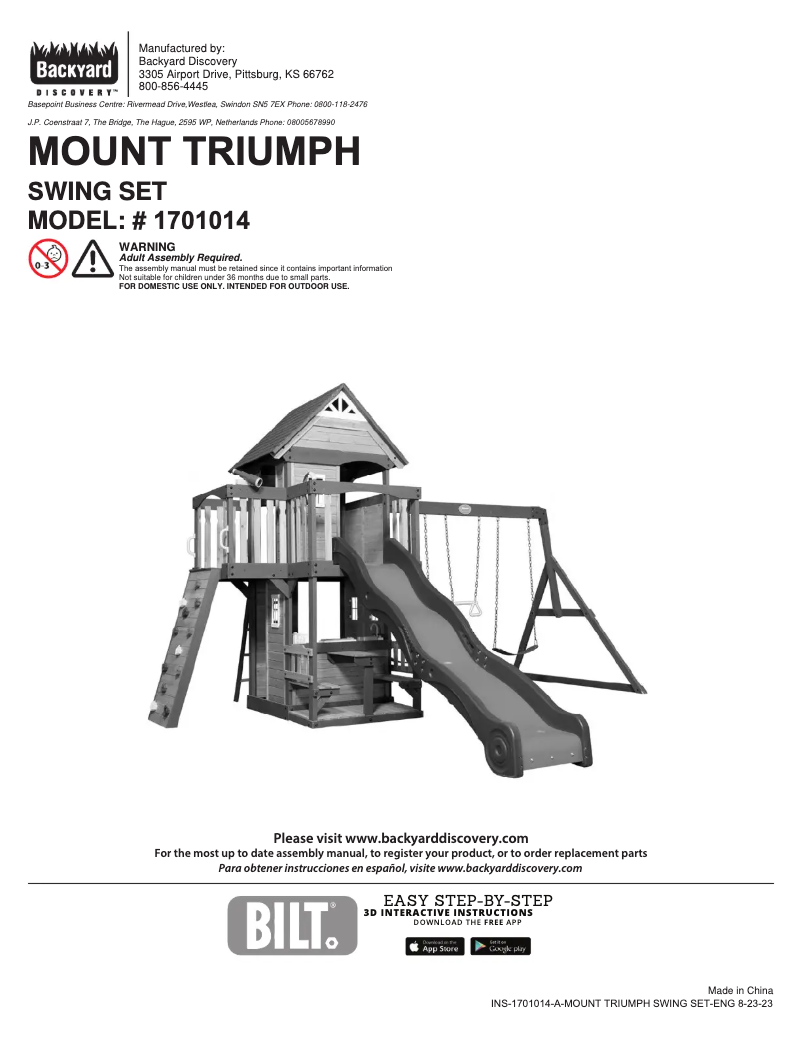 Page 1 de la notice Manuel utilisateur Backyard Discovery Mount Triumph