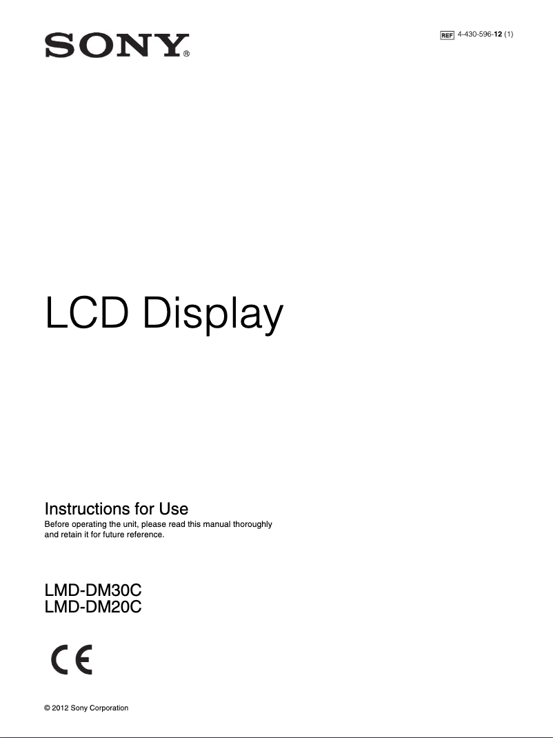 Page n°1 - Manuel utilisateur Sony LMD-DM20C