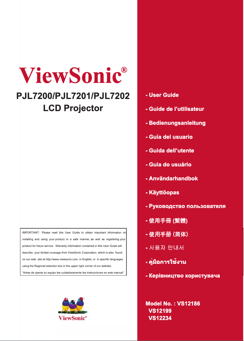 Page n°1 - Manuel utilisateur Viewsonic PJL7201