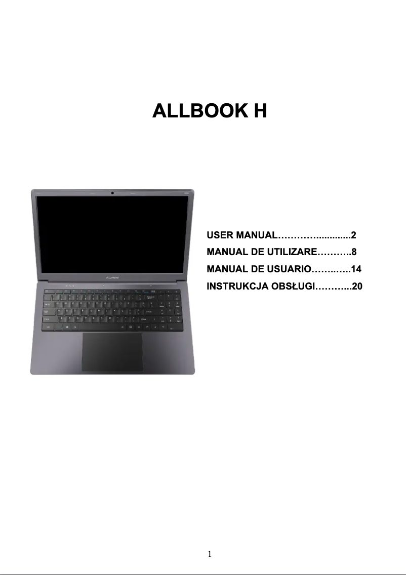 Image de la première page du manuel de l'appareil Allbook H