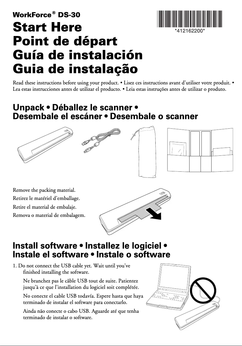 Página 1 del manual Guía de instalación Epson WorkForce DS-30