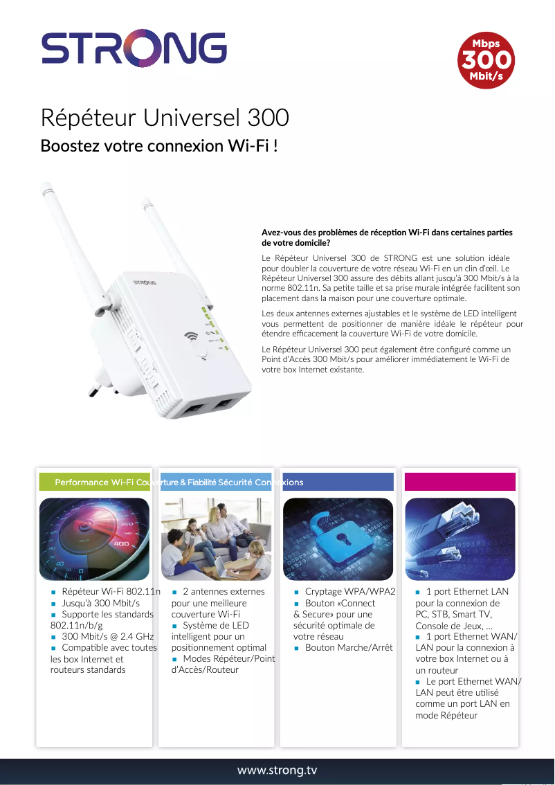 Page 1 de la notice Manuel utilisateur Strong Universal Repeater 300