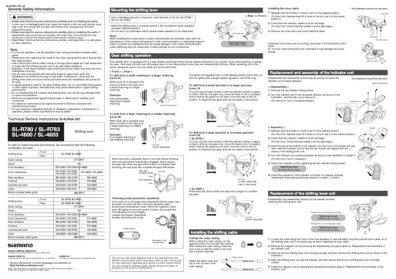 Página 1 del manual Manual de usuario Shimano SL-4603
