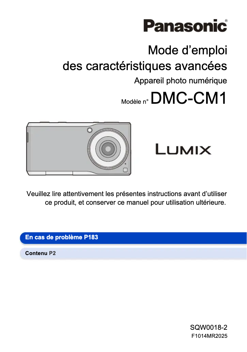 Page 1 de la notice Manuel utilisateur Panasonic Lumix DMC-CM1