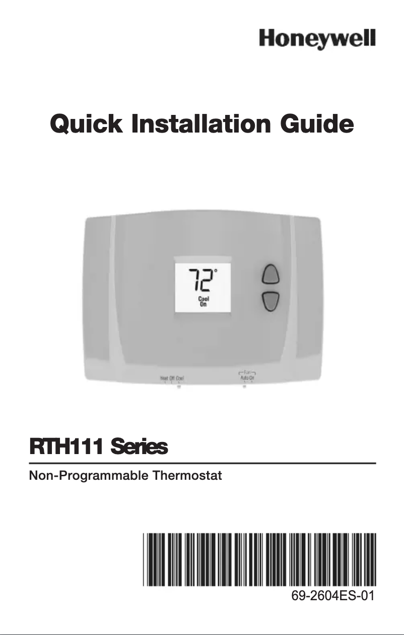 Page 1 de la notice Guide d'installation Honeywell RTH111B1016/A