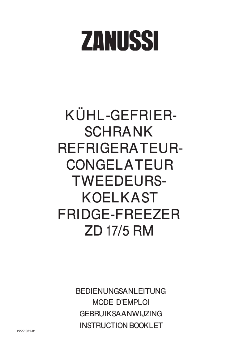 Image de la première page du manuel de l'appareil ZD17/5RM