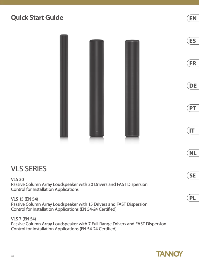 Page 1 de la notice Manuel utilisateur Tannoy VLS 15