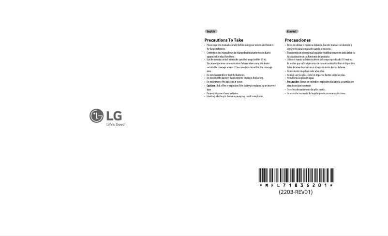 Page 1 de la notice Manuel utilisateur LG SR22GA