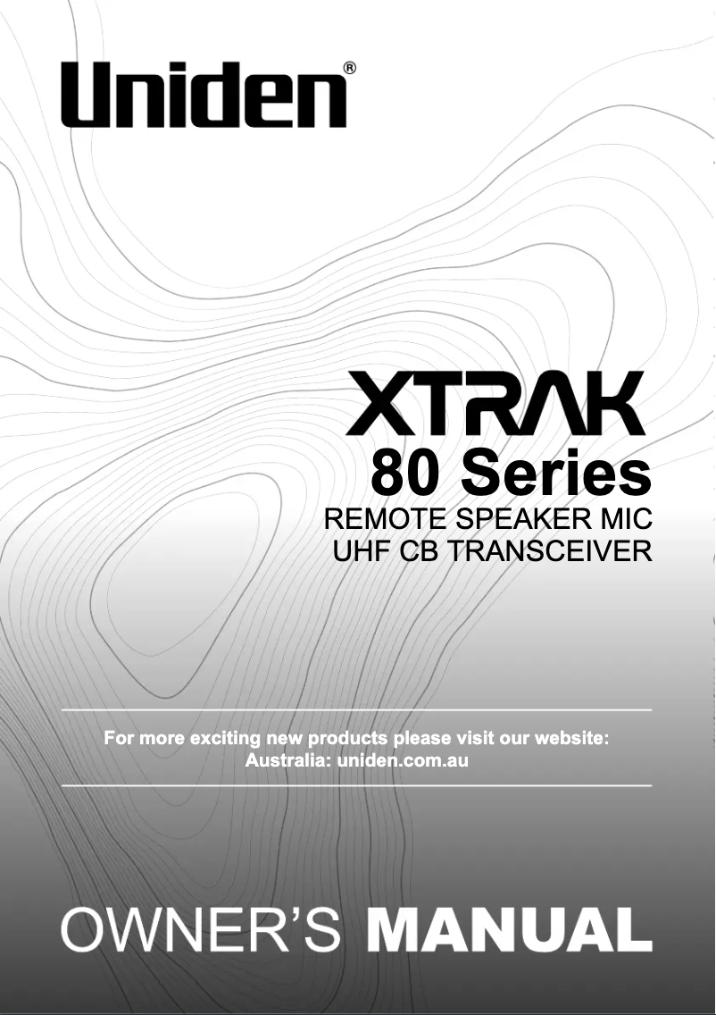 Page n°1 - Manuel utilisateur Uniden XTRAK 80
