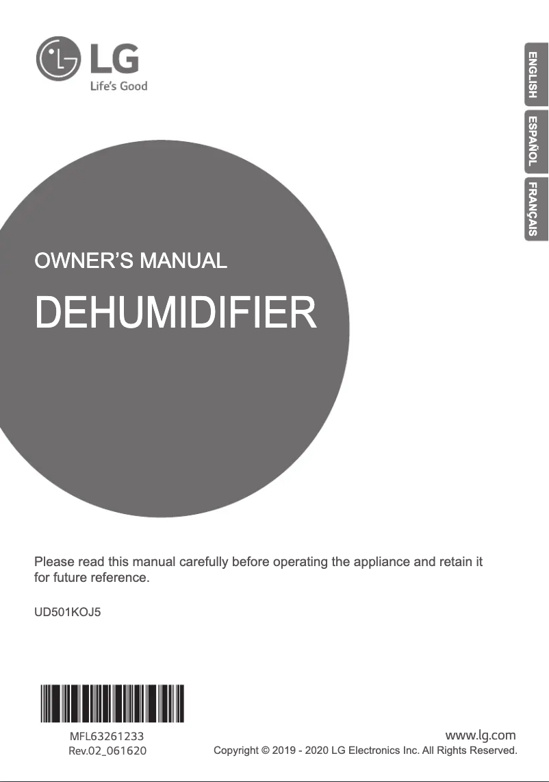 Page 1 de la notice Manuel utilisateur LG UD501KOJ5