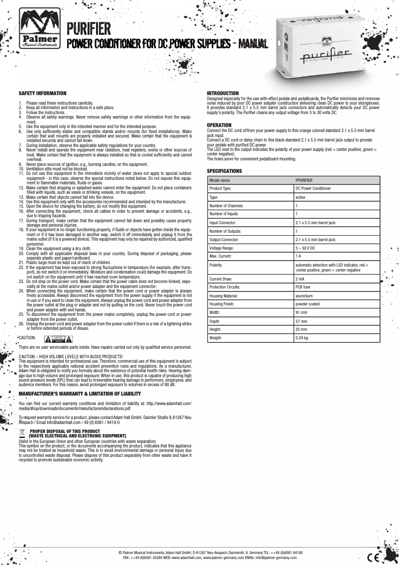 Image de la première page du manuel de l'appareil Purifier