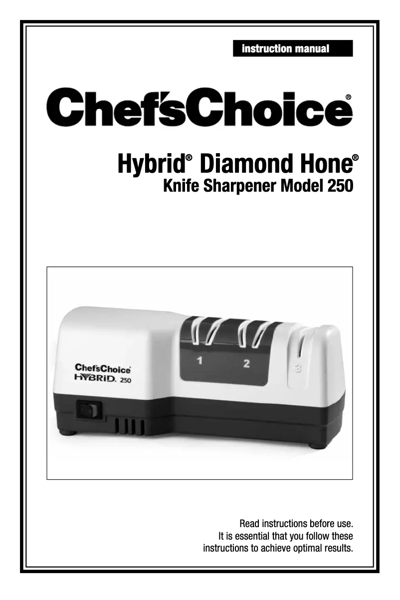 Page 1 de la notice Manuel utilisateur Chef's Choice Hybrid Diamond Hone 250