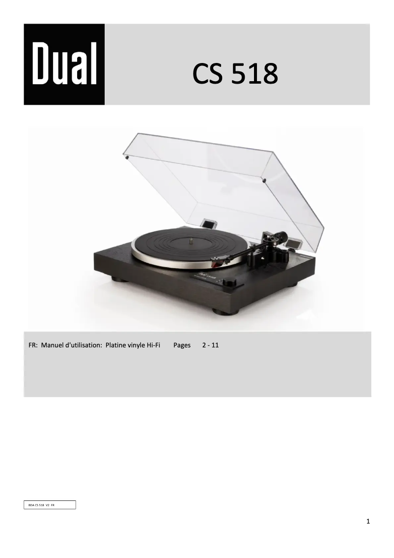 Page 1 de la notice Manuel utilisateur Dual CS 518
