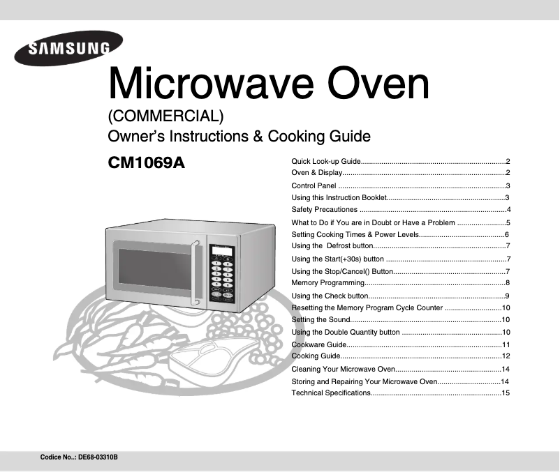 Page 1 de la notice Manuel utilisateur Samsung CM1069A