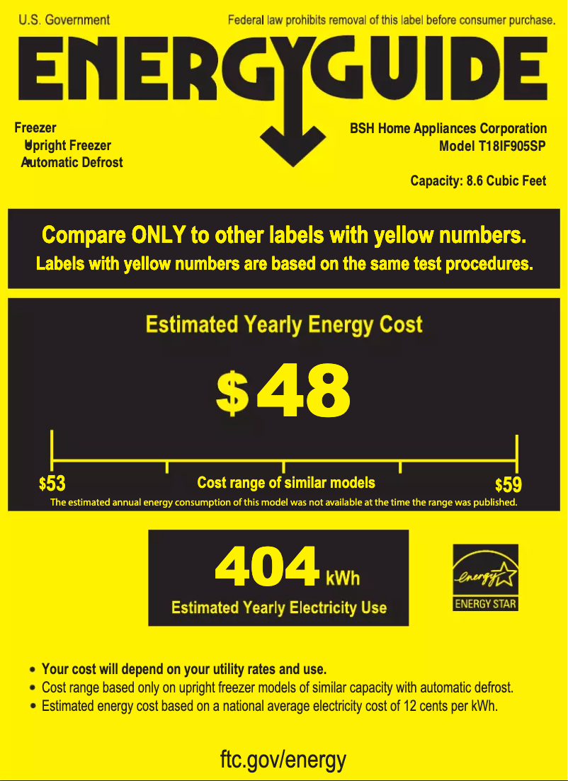 Page 1 de la notice Label énergétique Thermador T18IF905SP