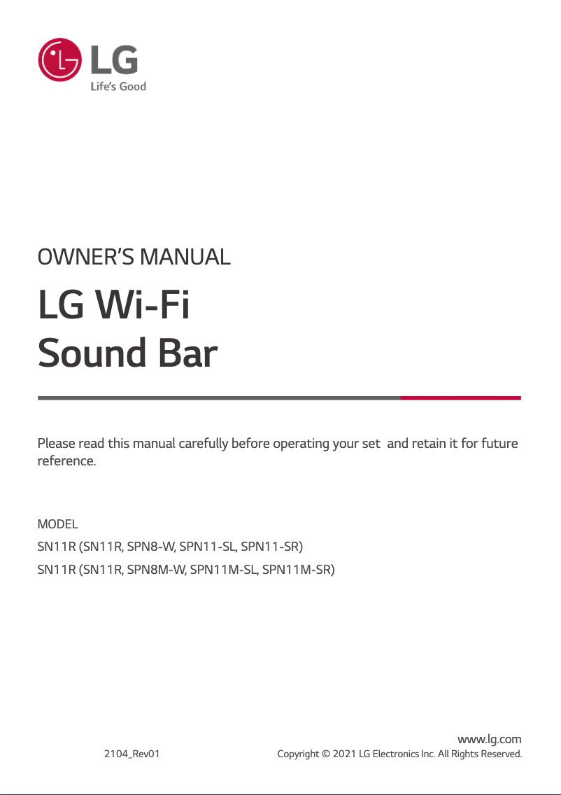 Image de la première page du manuel de l'appareil SN11R