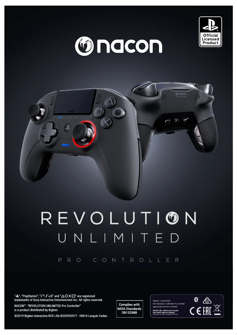 Image de la première page du manuel de l'appareil Revolution Unlimited Pro Controller PS4