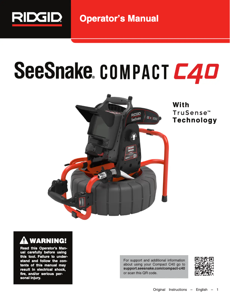 Page 1 de la notice Manuel utilisateur Ridgid SeeSnake Compact C40 =