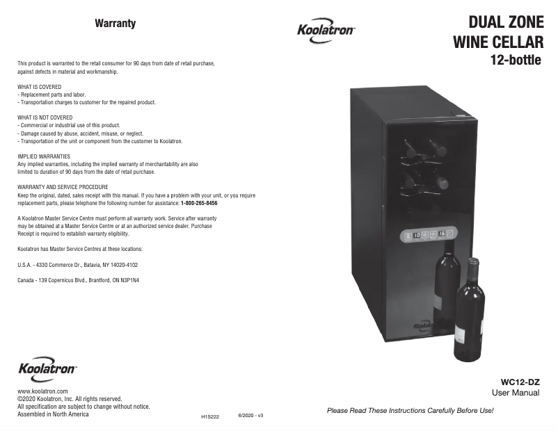 Page n°1 - Manuel utilisateur Koolatron WC12-DZ