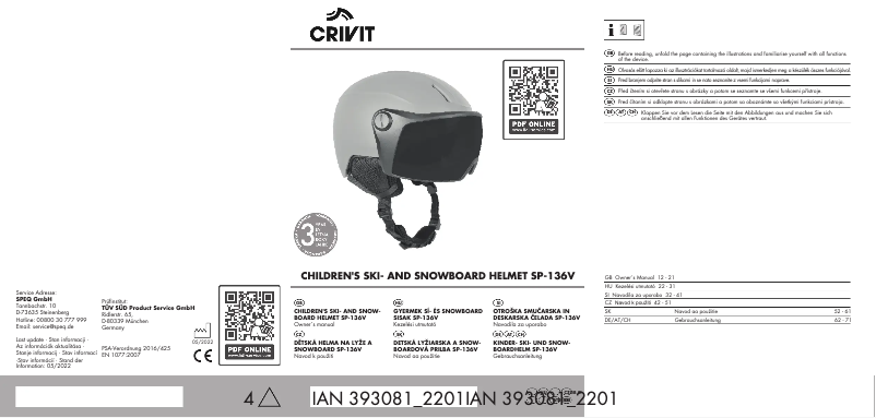 Page n°1 - Manuel utilisateur Crivit SP-136V