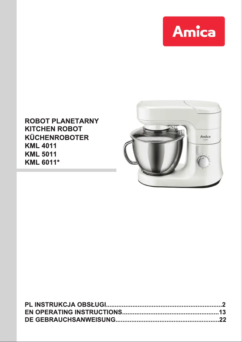 Page n°1 - Manuel utilisateur Amica KML 6011