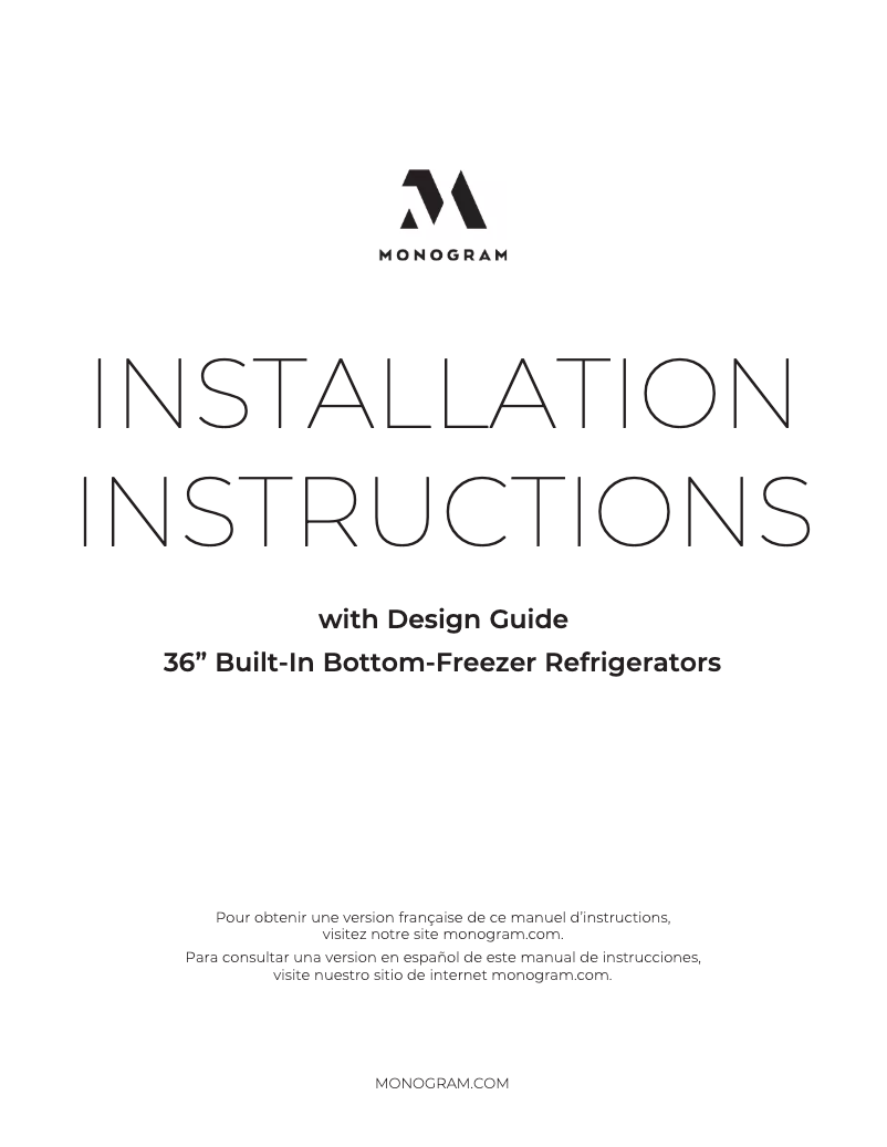 Page n°1 - Guide d'installation Monogram ZIC360NNRH