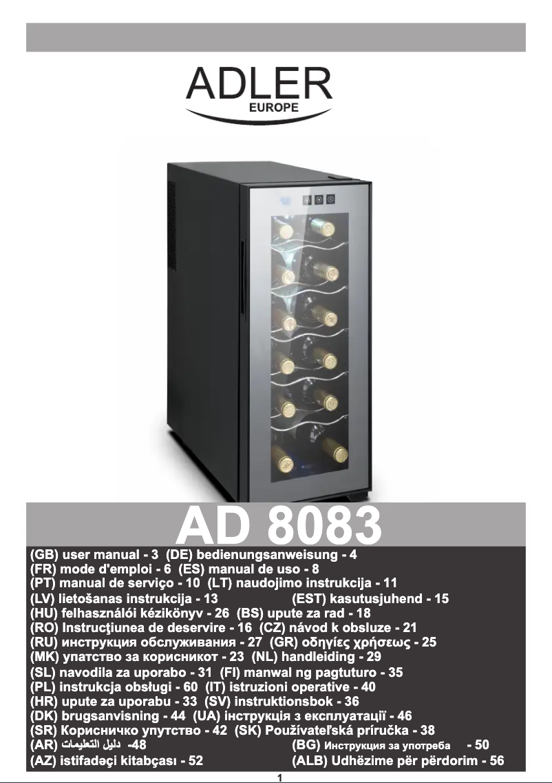 Page 1 de la notice Manuel utilisateur Adler AD 8083