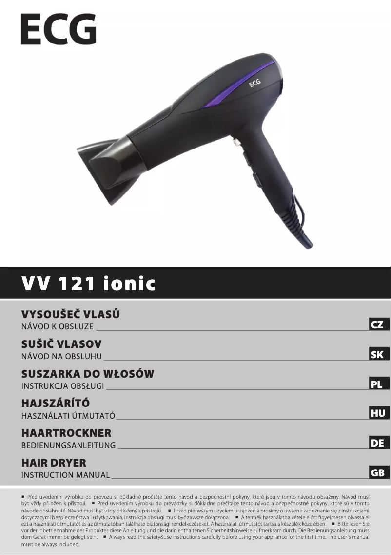 Page 1 de la notice Manuel utilisateur ECG VV 121 ionic