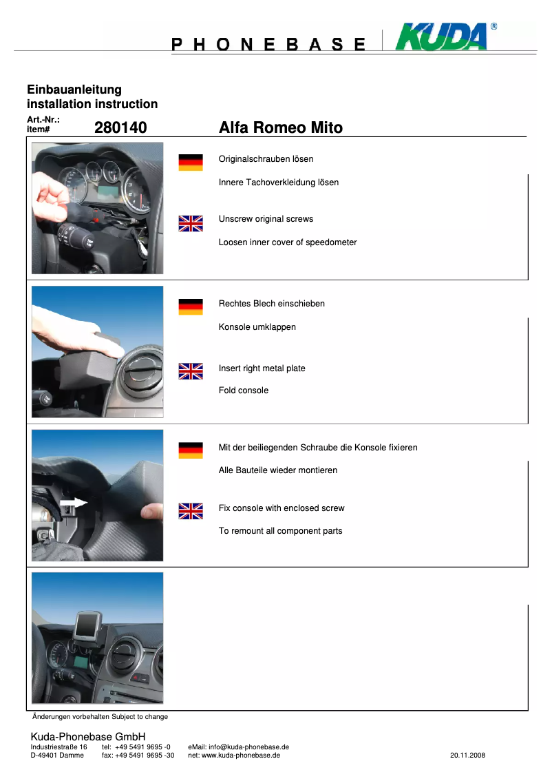 Page n°1 - Manuel utilisateur Kuda 280145