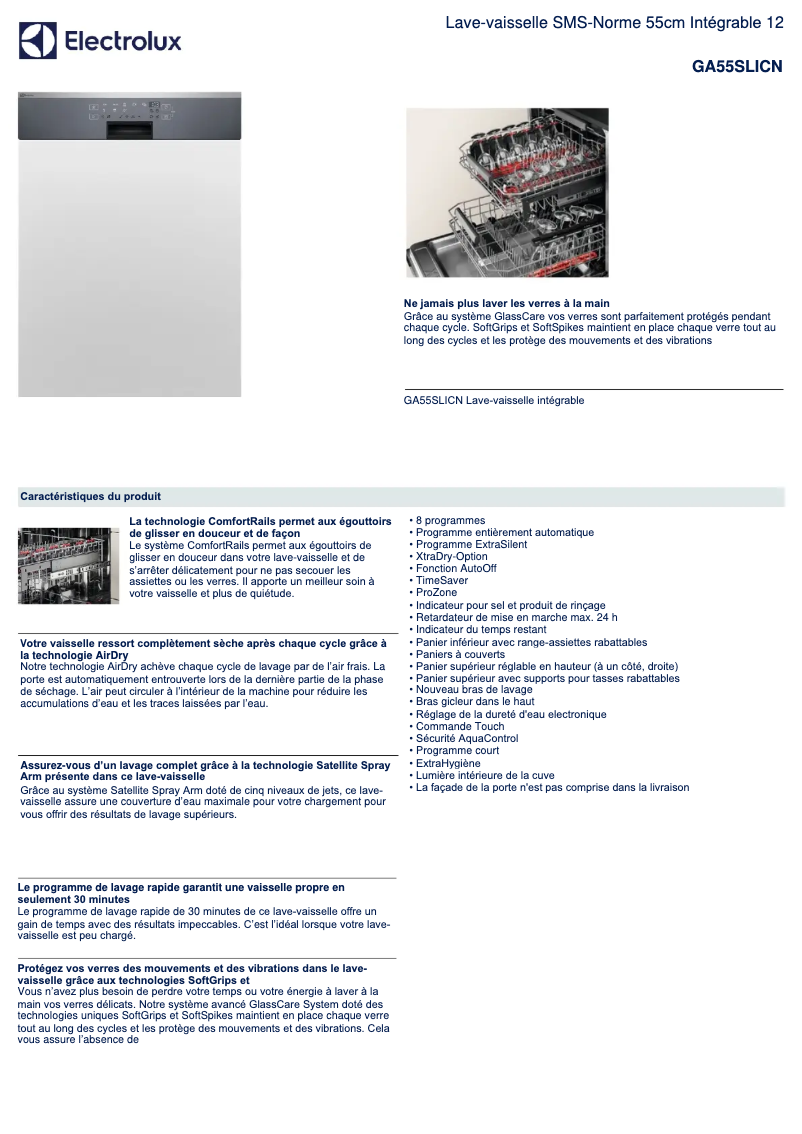 Page n°1 - Fiche technique Electrolux GA55SLICN
