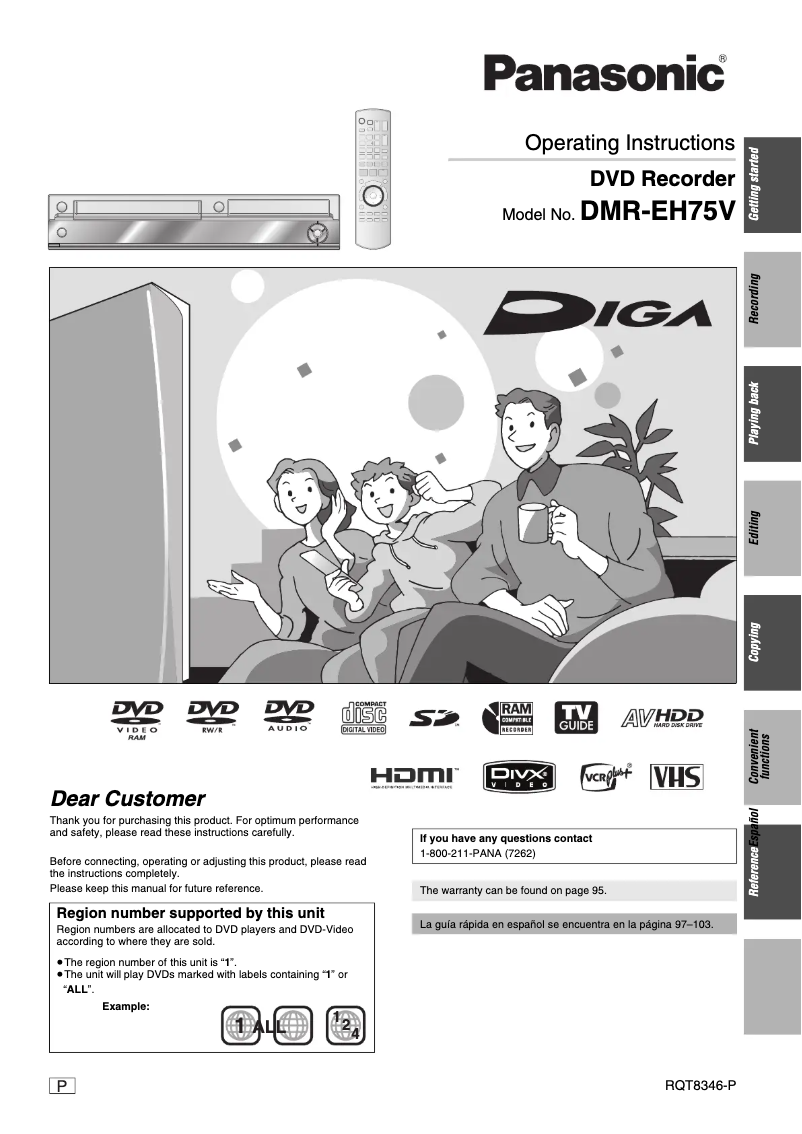 Page 1 de la notice Manuel utilisateur Panasonic DMR-EH75
