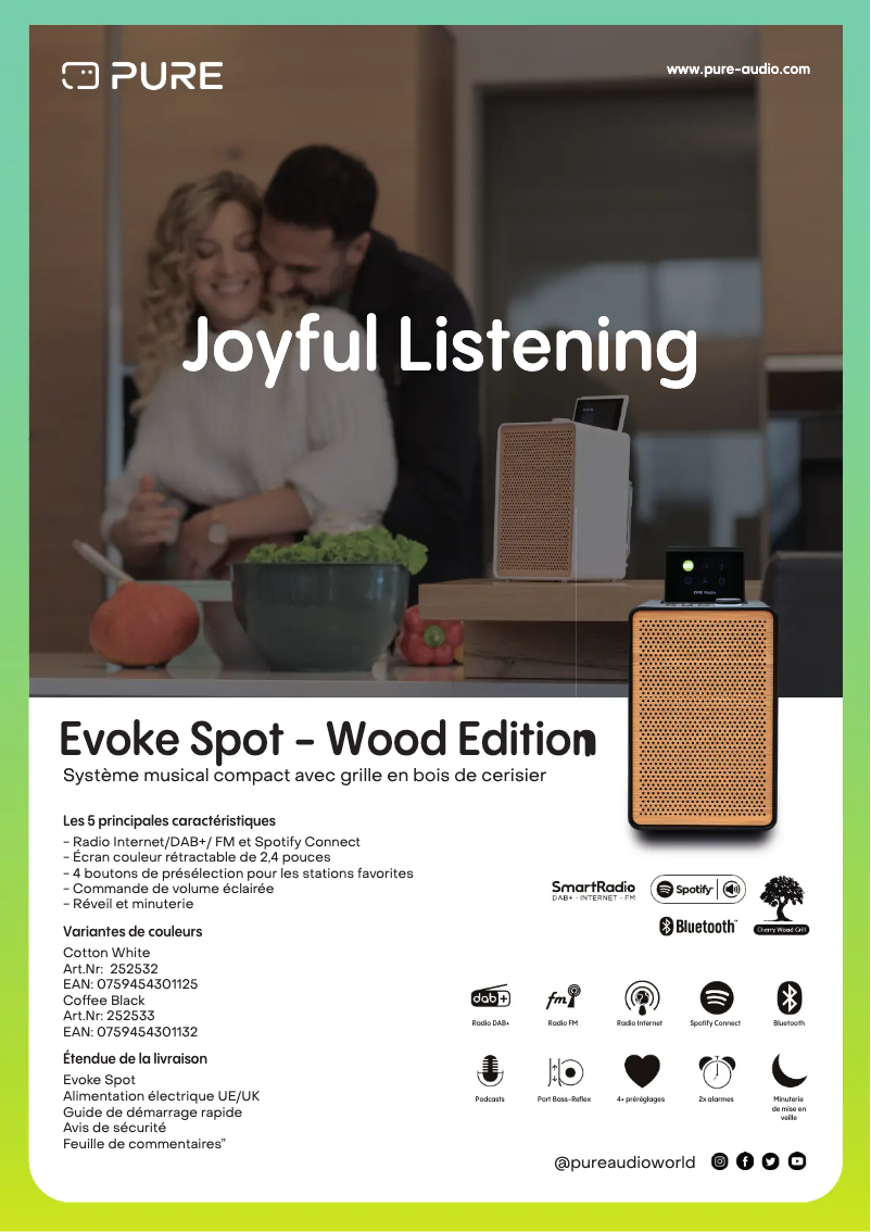Page 1 de la notice Fiche technique Pure Evoke Spot