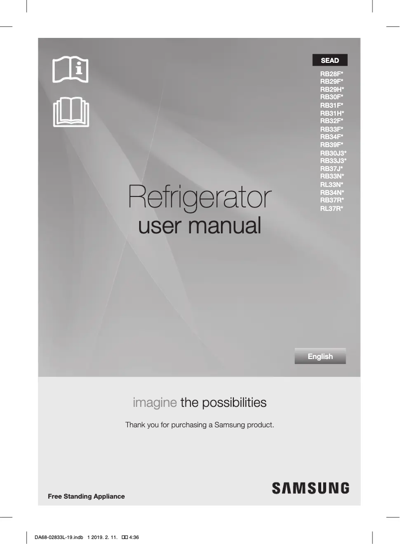 Page 1 de la notice Manuel utilisateur Samsung RB33J3800SA