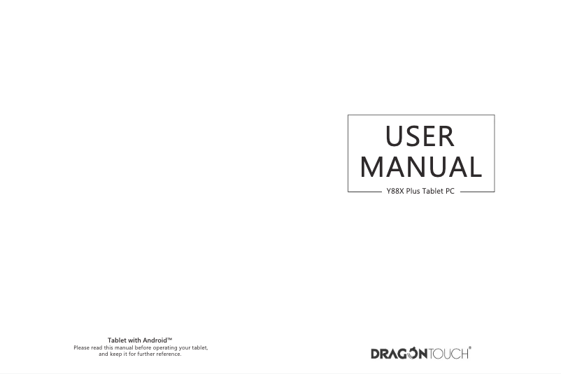 Page 1 de la notice Manuel utilisateur Dragon Touch Y88X Plus